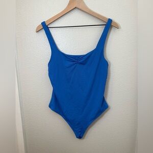 Aritzia Babaton Contour Ruched Tank Bodysuit Blue Large
